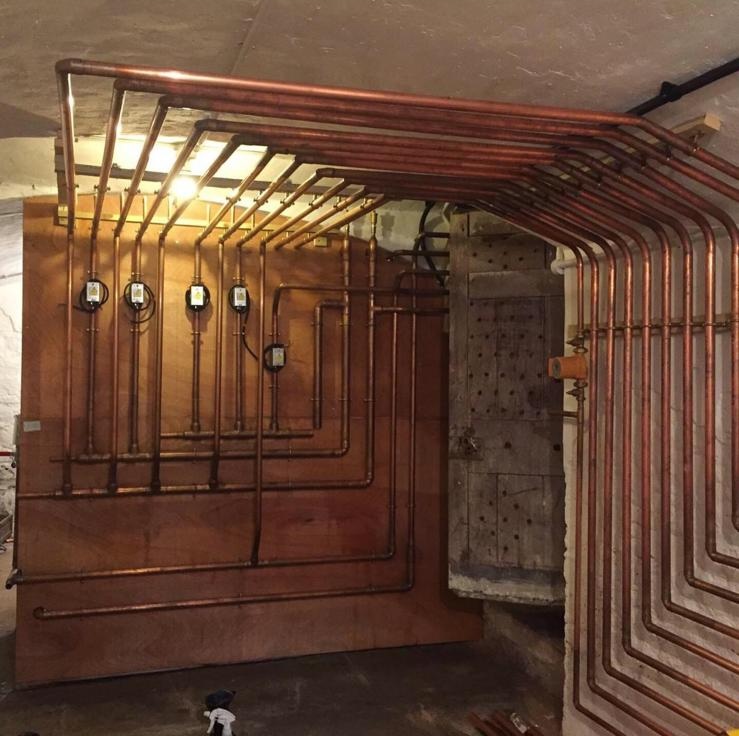 Large copper pipework board install